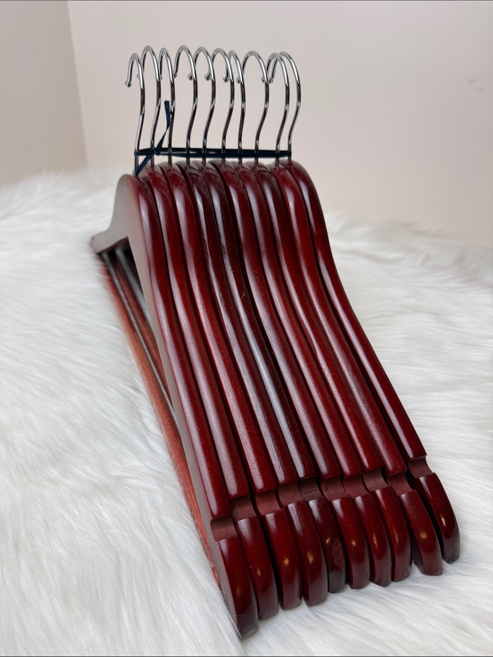 Brookstone Premium Wooden Suit Hangers in Dark Mahogany Cherry - Set of 10 - Picture 7 of 13